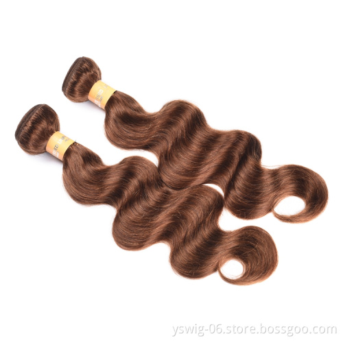 Wholesale Price Mink Peruvian Human Hair Double Weft Extension Bundles Body Wave 4# Colored Human Hair Supplier